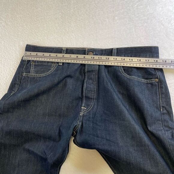Levi's 501 Button Fly Denim Blue Jeans Tag 36x32 - Picture 9 of 14
